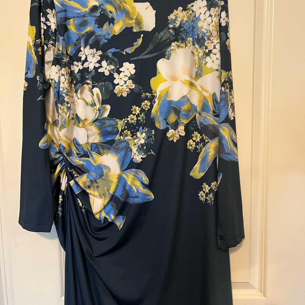 Floral Long Sleeve Dress - Blue and Yellow